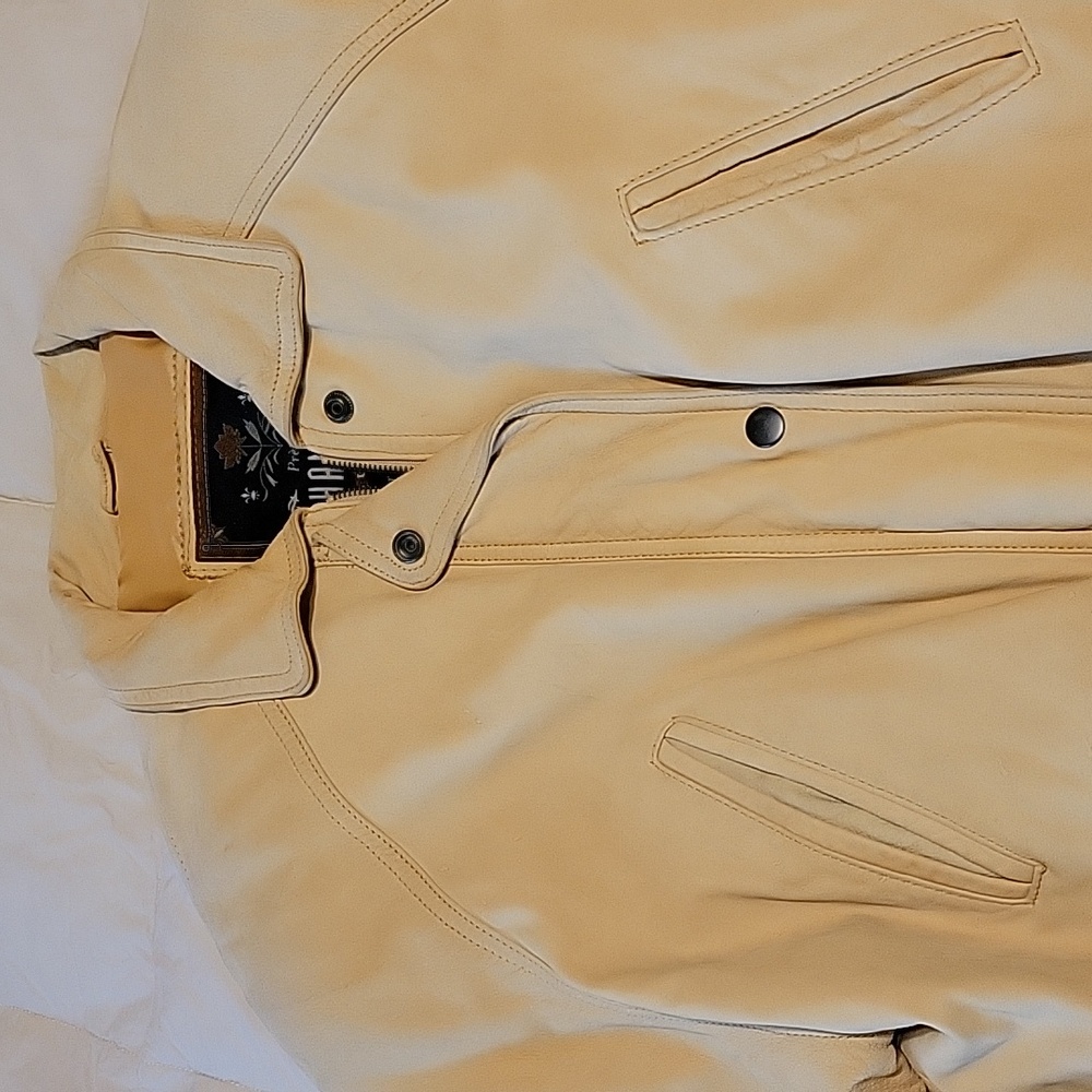 Chamonix men's light tan soft leather long sleeved with side pockets size small - Picture 15 of 16